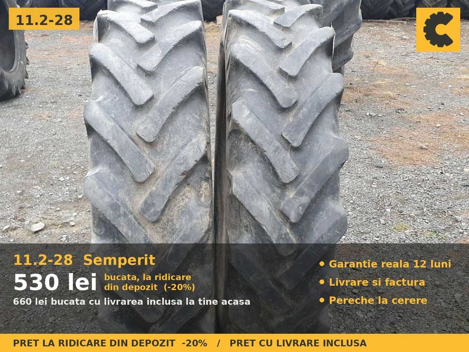 Cauciucuri Anvelope 11.2-28 11.2 28 280/85R28 11.2R28 11228 Semperit Tractor Punte Spate Tractiune SH Second Hand OCAZIE Oferta Pret Bun Reducere