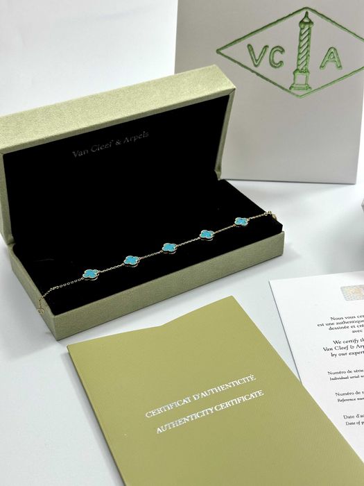Bracelet MINI Van Cleef & Arpels 5 motifs Gold 750 Turquoise