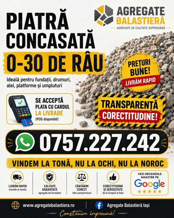 Piatră concasată iasi 0-30 mm | Terasament | Drumuri | Parcări |