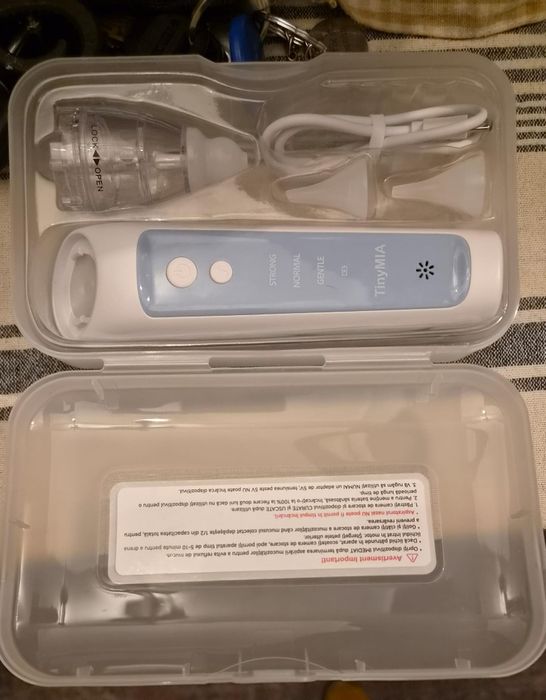 Aspirator nazal electric TinyMIA™ Albastru pentru bebelusi, sigur pentru bebe, aspirator nazal electric 3 trepte aspiratie, portabil,
