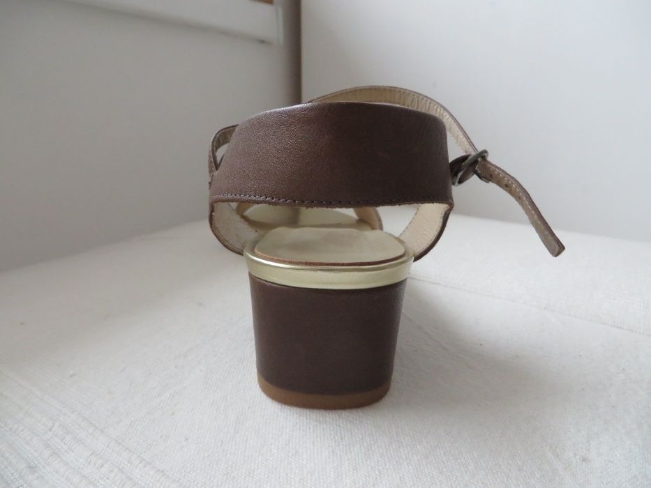 Нови испански сандали естествена кожа, 40, кафяво-злато-леопард