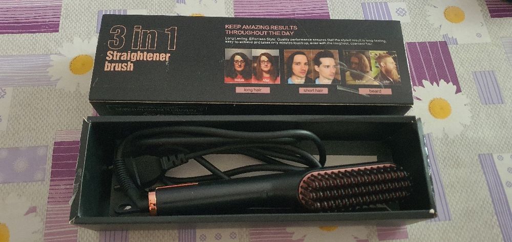 Perie de indreptat parul si barba 3 in 1