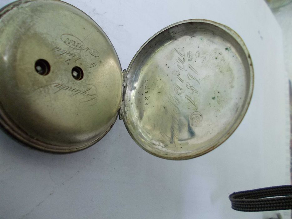 Ceas vechi de buzunar defect din argint 1891