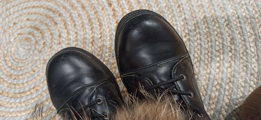 Боти / кецове, естествена кожа и пух, размер 38