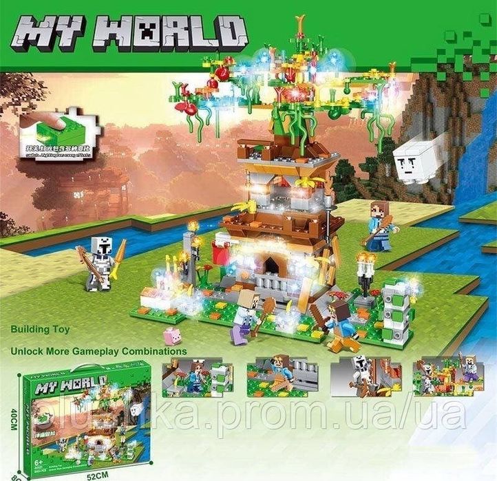 Конструктор Minecraft 853 детали 5 минифигурок