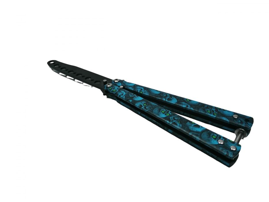 Briceag fluture, Happy Blue Skulls, pentru antrenament, 22 cm