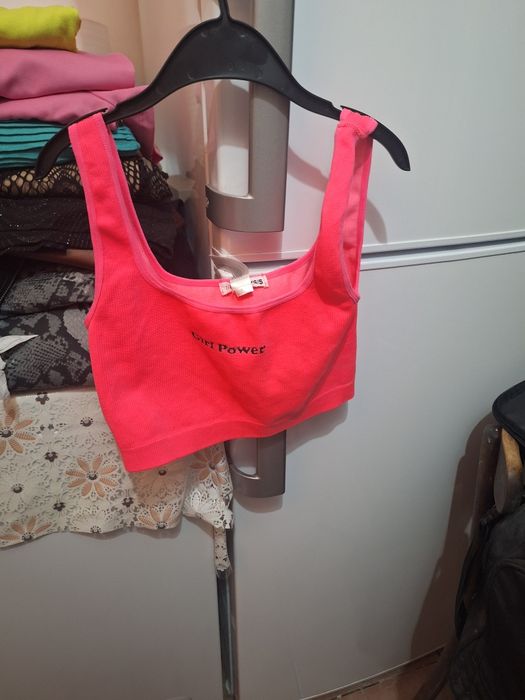 Top scurt roz si portocaliu!