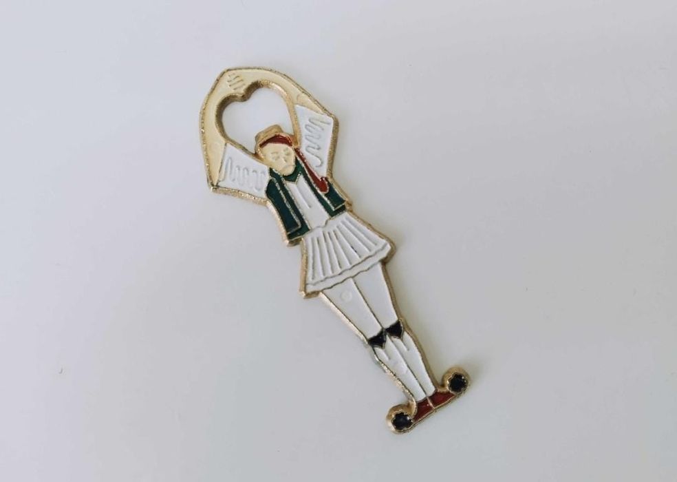 Vechi Deschizator capace sticle din bronz cu email Grecia