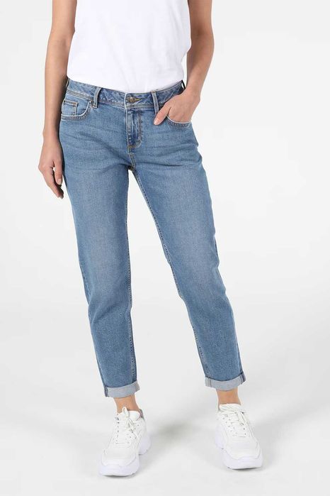 Blugi COLIN’S Boyfriend, talie medie, crop, albastru deschis