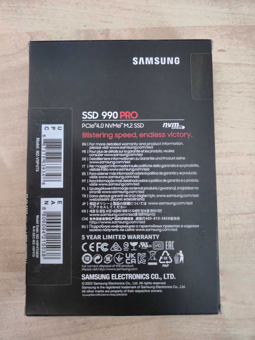 Нов SAMSUNG 990 PRO 4TB SSD M.2 PCIe/NVMe 2280