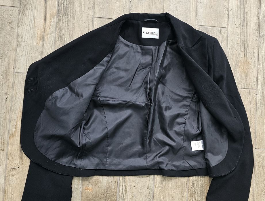 Официална черна рокля с цветя от пайети, черно сако, Kensol, р-р 48