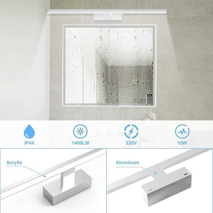 Lampă LED pentru oglindă de baie cu întrerupător, 18 W 80 cm