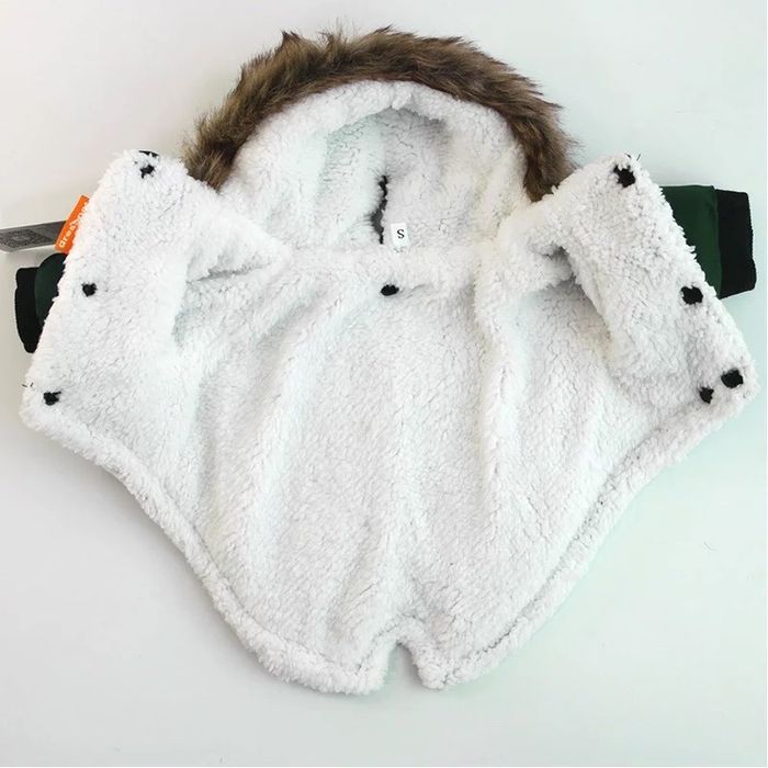 Кучешка дреха зимно ватирано палто яке худи с пухена качулка зелено