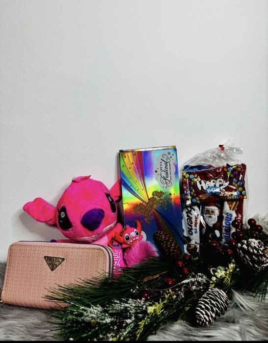 Ursulet stitch + trandafir criogenat/boo bascket/cadou/set copii/dama