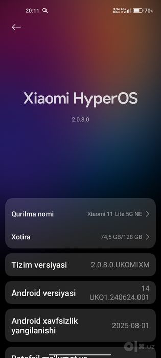 Xiaomi 11 lite 5G NE. Kar dak bor 1.300