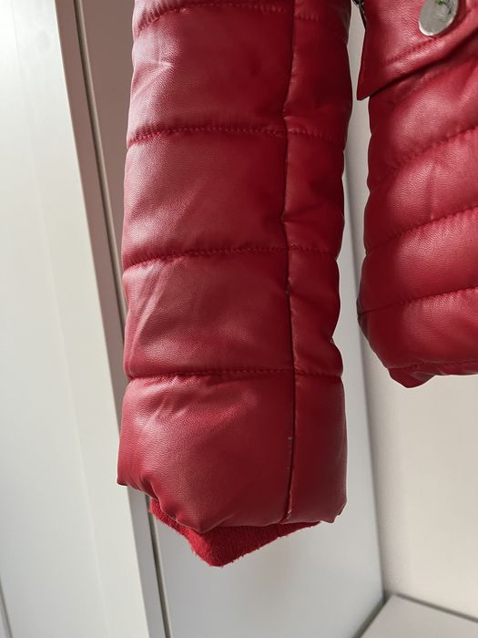 Geacă groasă de piele ECO cu guler de blană / marimea S