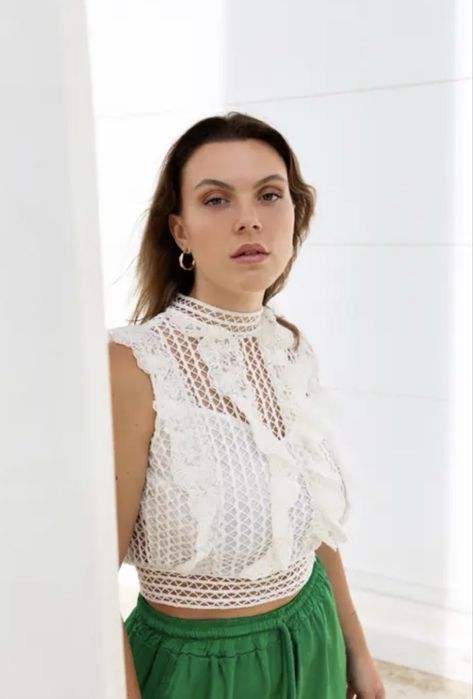 Boho бял топ