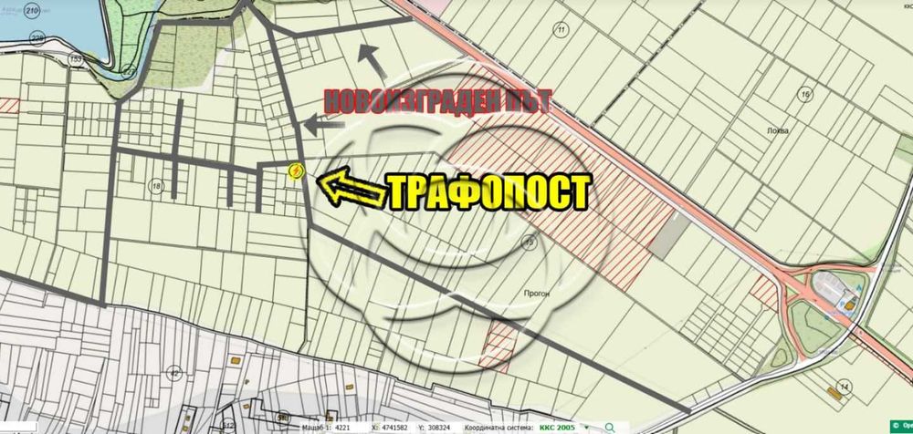 Урегулирани парцели (УПИ) в общ. Божурище на чакълест път. ИЗГРАЖДА СЕ ТРАФОПОСТ.