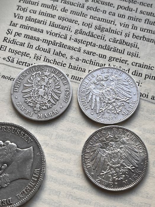 4 monede argint germane de colectie 1874-1911