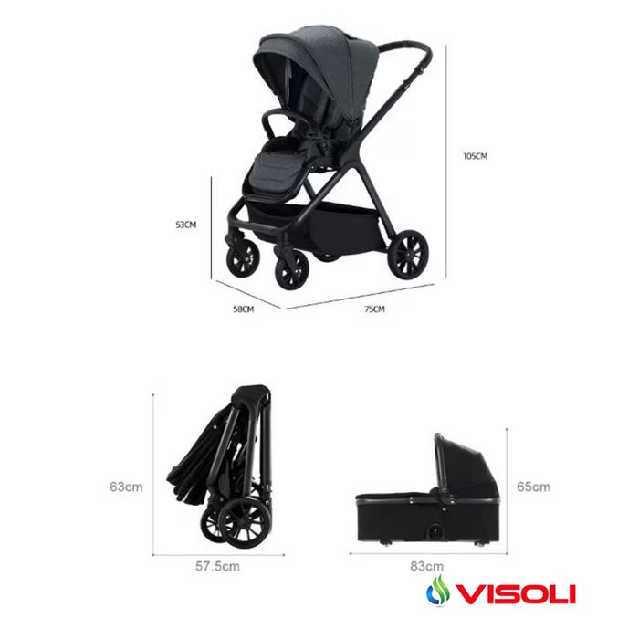 Carucior pentru Copii 3 in 1 All in One Visoli Roz