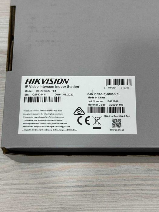 Видеомонитор для домофона Hikvision DS-KH6320-TE1