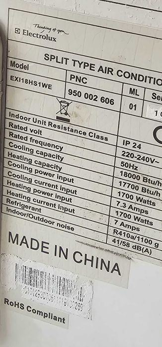 Климатик Електролукс 18