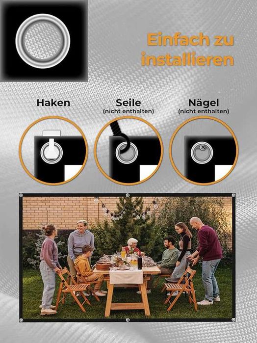 Екран за проектор, 100-инчов 16:9 HD прожекционен, преносим и сгъваем