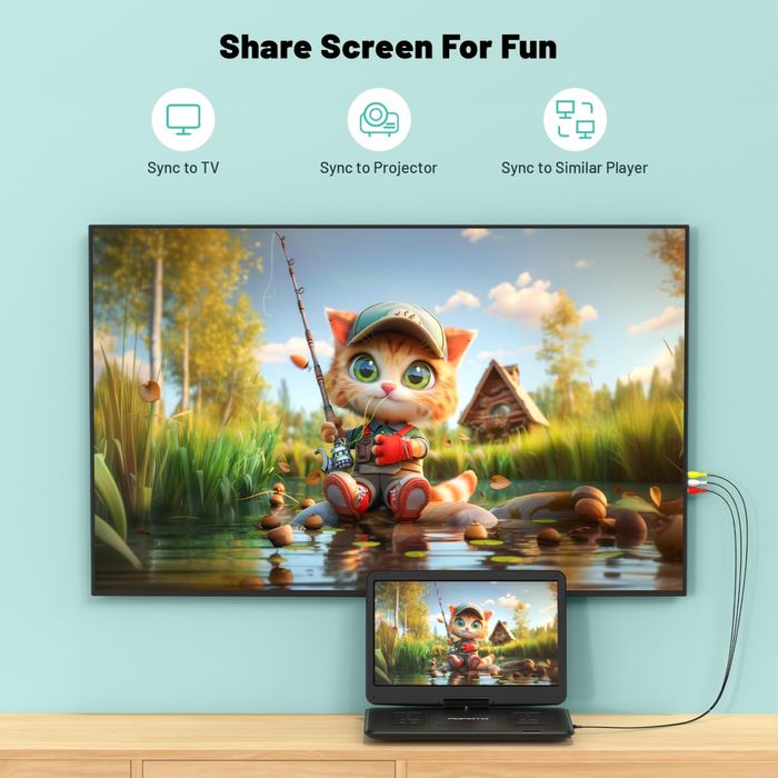 POFOTO PD15 17,5” преносим DVD плейър с 15,6” HD екран,USB/SD/Антишок