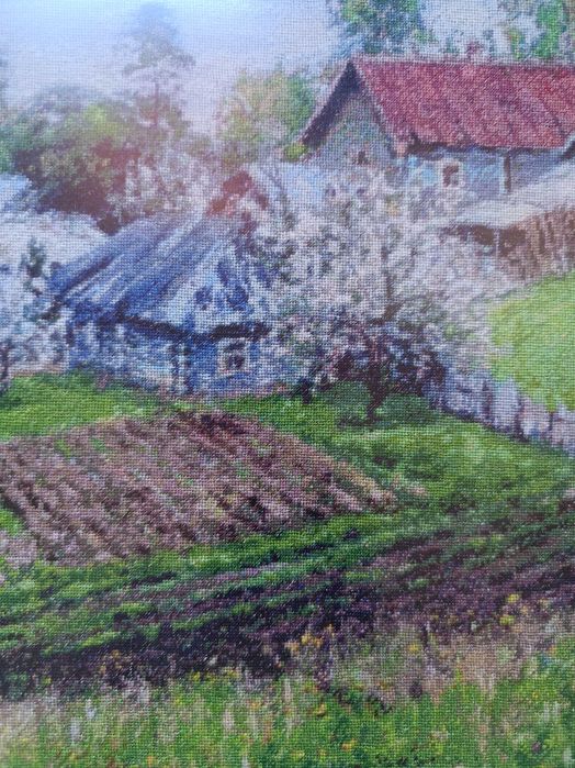 Гоблен ,, Пролет на село", ръчно ушит, единствен екземпляр в света