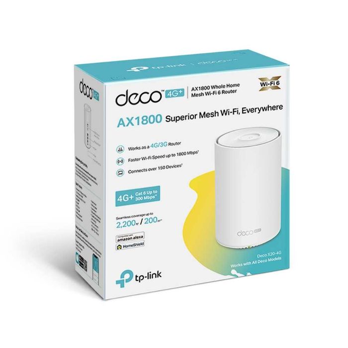 TP-Link Deco X20-4G (1-pack) / AX1800 Mesh Wi-Fi 6 System Router+/