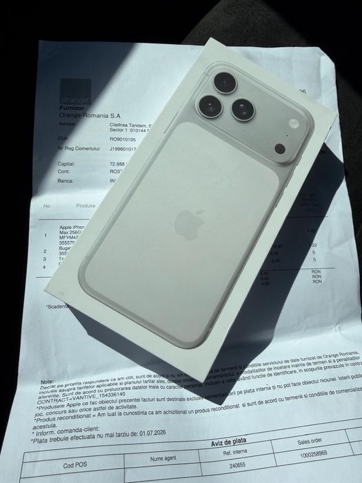 Iphone 17 PRO MAX - 256 G - silver / cosmic - sigilate - 6700 ron / b !