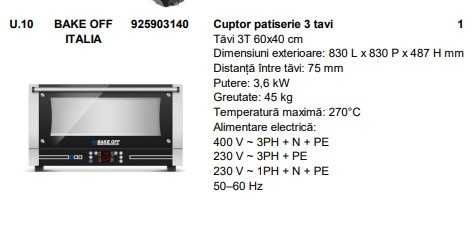 NOU! Cuptor Patiserie Profesional BAKE OFF ITALIA – 3 Tăvi 60x40 – Nefolosit/Nou