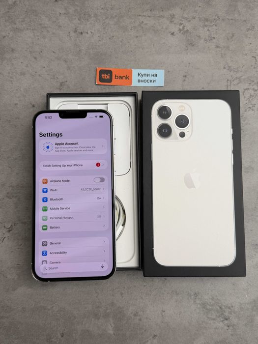 100% Батерия! КАТО НОВ! iPhone 13 Pro Max * Лизинг от 15€/мес  Silver - бял / сив