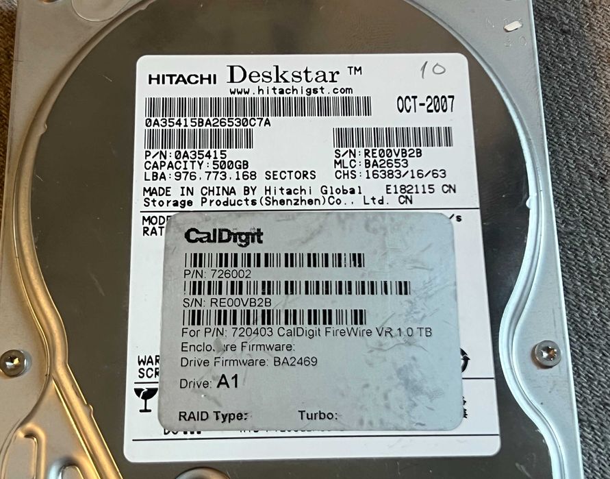 Hard disk Hitachi Deskstar 500GB 7200RPM SATA testat 100%