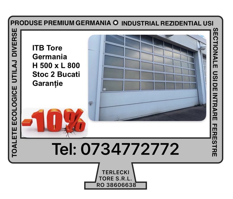 USA SECTIONALA INDUSTRIALA porta garaj H 500 x L 800 Garantie Buc 2