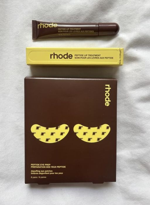 rhode x Justin Bieber / The Biebers Caramelized Banana Lip Gloss гланц, Eye Patches пачове, Spotwear за пъпки, оригинален лимитиран сет или поотделно