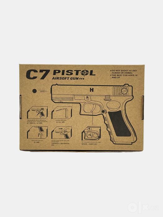 Металлический страйкбольный пистолет C7 Glock 6мм, игрушечное оружие