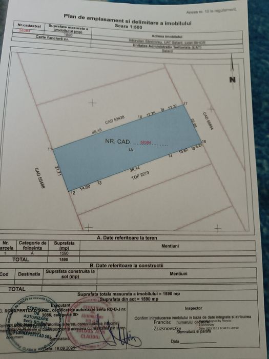 Teren de intravilant în Santimbreu Salard