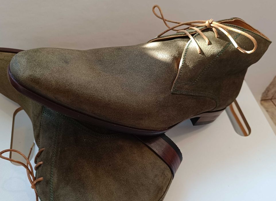Ghete chukka 42 42.5 43 de lux GREVE NOI lucrate manual piele naturala