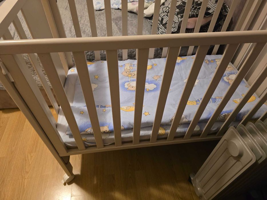 Patut co-sleeping Lemn 3in1 Contact Art Salteluta Inclusa & Suport Antireflux Alb