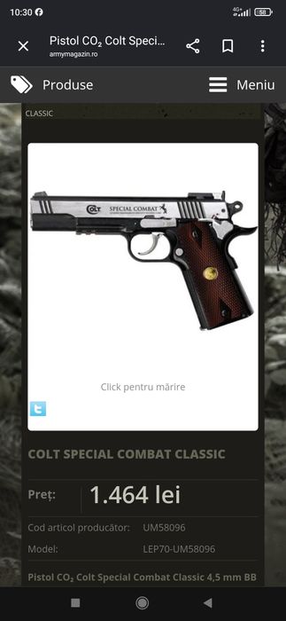 Pistol Airsoft full metal Colt Special Combat +bile metal
