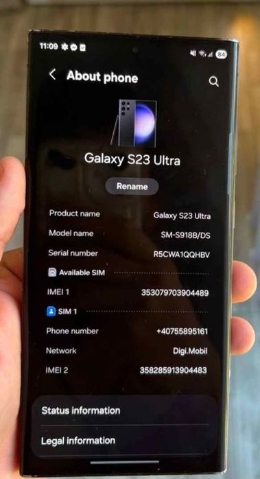 Vând sau schimb Samsung S23 Ultra 256 GB