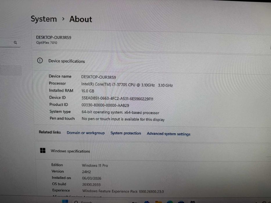 Calculator Dell i7-3770S 16GB Ram 240GB SSD GTX970 Win11 Pro