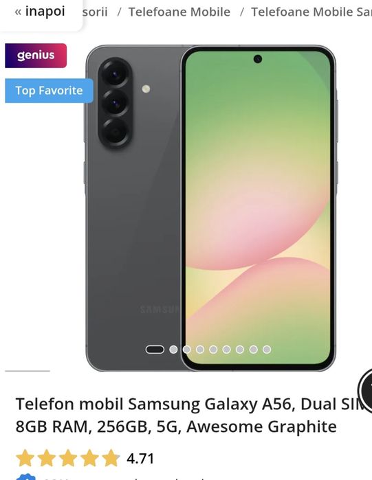 Samsung A56 ca nou,vine cu folie privacy si husa guess