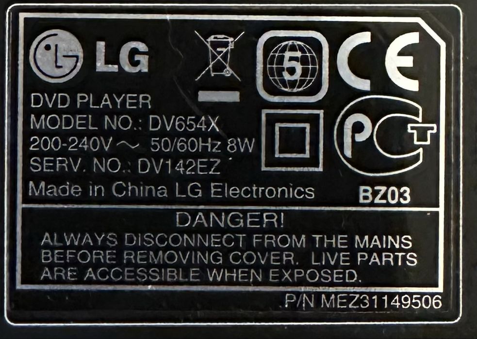 DVD player LG DV654X