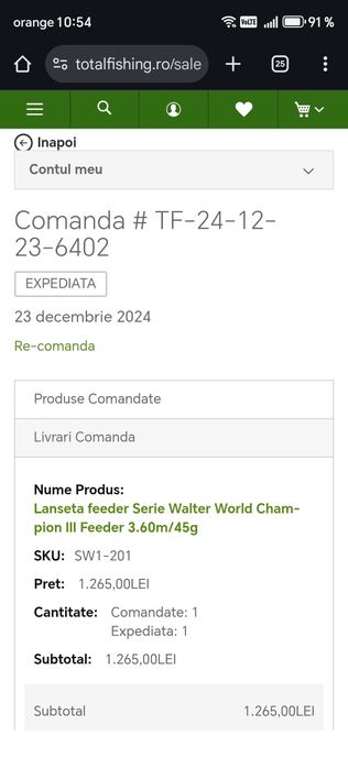 Lanseta Serie Walter world champion III 3,60m - 45gr. stare excelentă