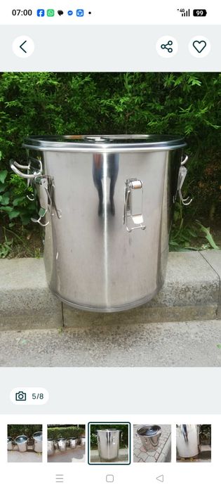 Marmită inox pentru transport lapte/ alimente/ mâncare gătită/ lichide 25L/38L/42L/48L/58L/68L