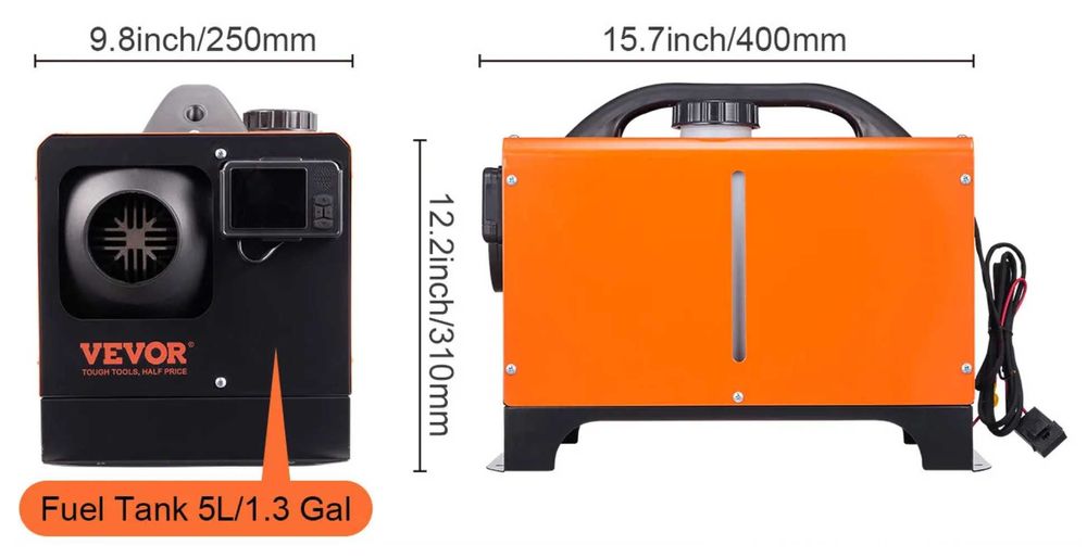 ПРЕНОСИМА Дизелова суха печка VEVOR 8 kW - 12 V,  с Bluetooth