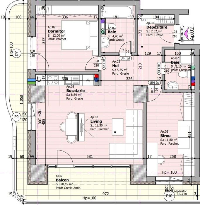 Apartament 3 camere | Balcon panoramic 20 mp | Faleza Dunării