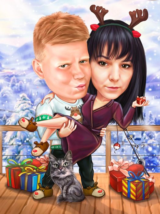 Коледен подарък за семейство и приятели – персонална карикатура